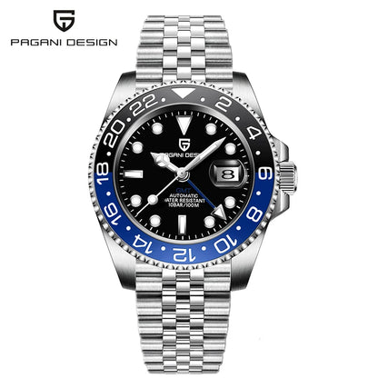 New 1662 PAGANI DESIGN GMT Automatic Watch 40mm Men's Wristwatch Top Brand 100M Waterproof Mechanical Wristwatches for Men Cloc