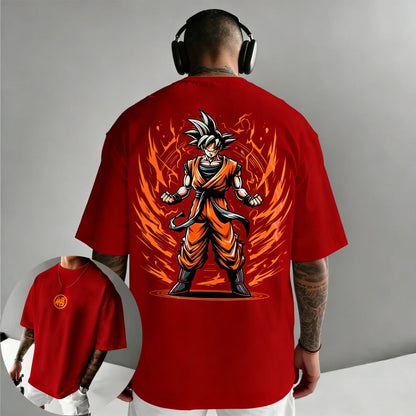 Dragon Ball -anime: Goku-kuvioinen puuvillainen T-paita, Harajuku, miehille ja naisille, kesä, uusi, suuri, väljä, rento, lyhythihainen yläosa