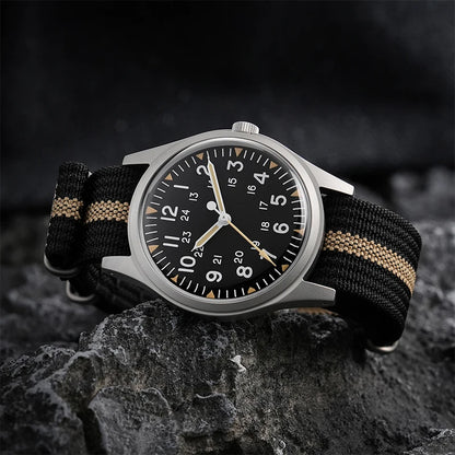 Militado ML07 Quartz Watch VH31 Sweep Movement Domed Sapphire Crystal Luminous 10Bar Waterproof 36mm Vintage Mens Watches