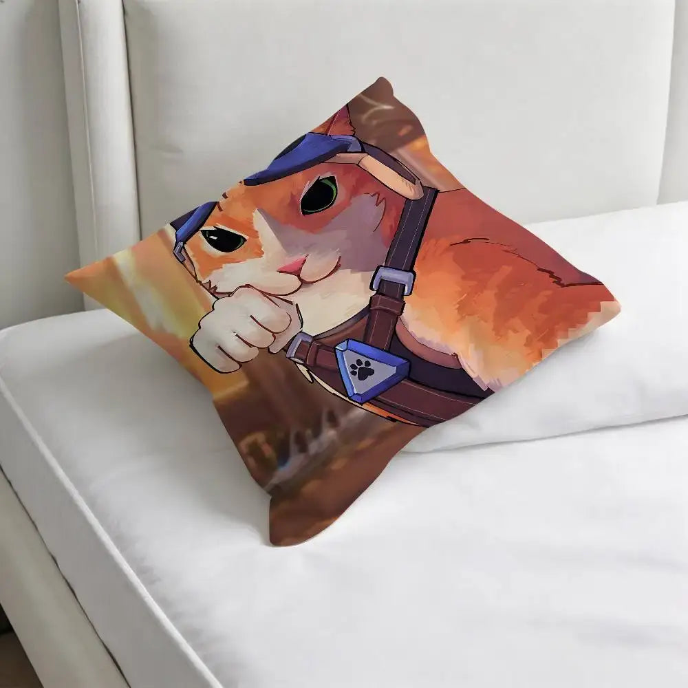 Jetpack Cat O-Overwatch Game Square Pillow Case Soft Decorative Throw Pillow Cover for Home Sofa Bed