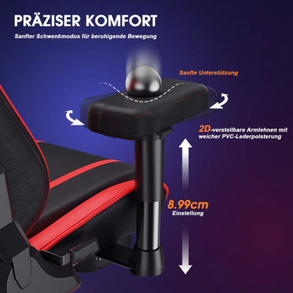 GC-RC03 Ergonomic Gaming Chair with Massage & Heating, 175° Reclining Computer Chair, Lumbar Support Office Chair with Footrest