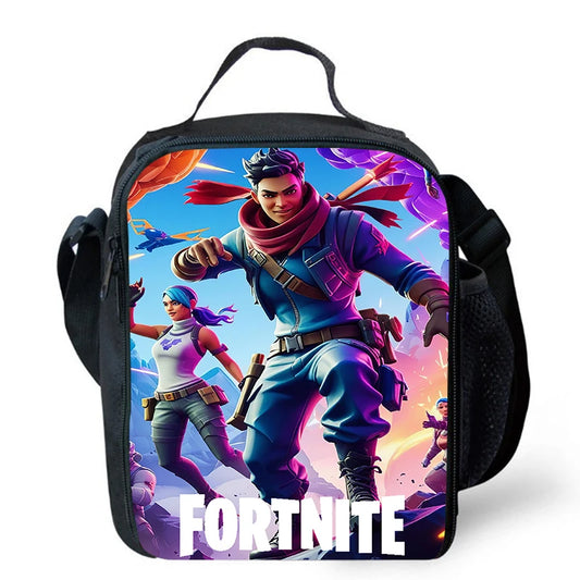 Fortnite Cartoon Lunch Bag, Portable Insulated Lunch Bag, Reusable Food Storage Bag, Suitable for Children and Students