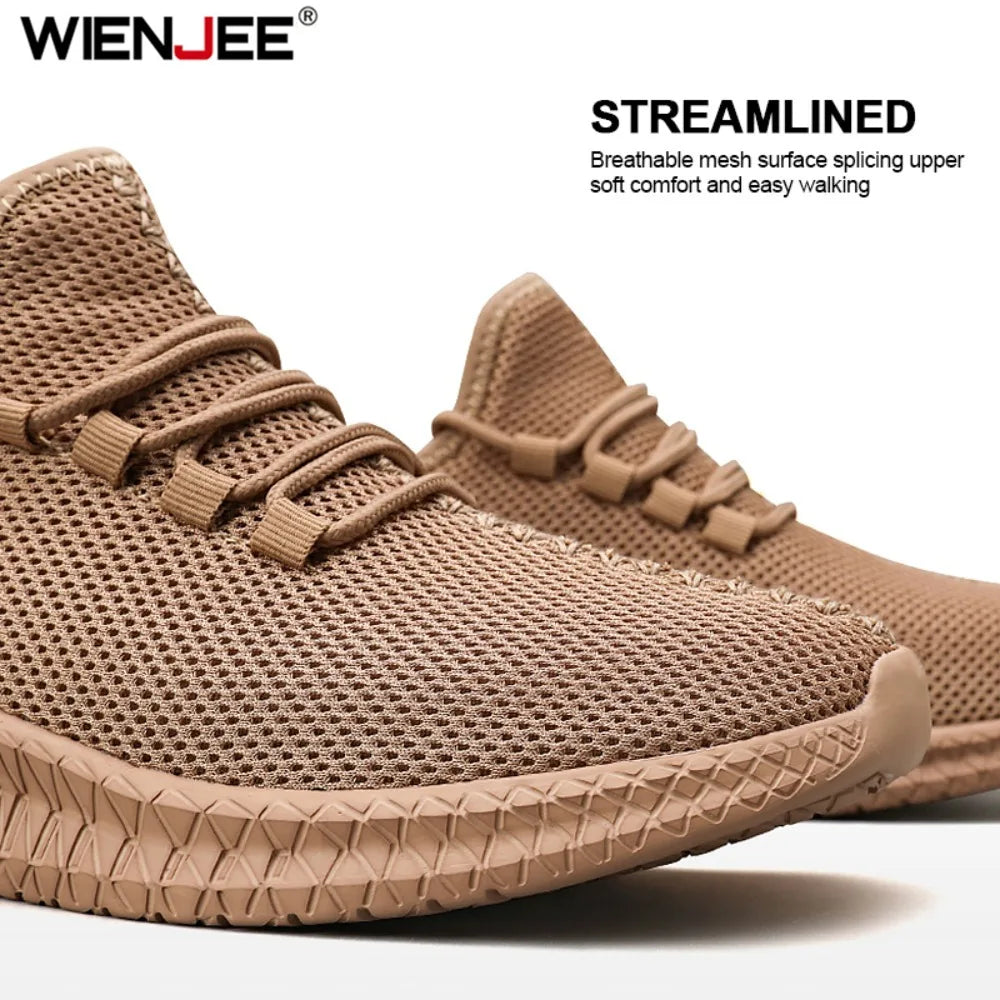 Zapatillas deportivas informales antideslizantes para hombre, transpirables, para correr al aire libre, entrenar, hacer senderismo y practicar deportes; zapatillas con cordones de tejido de punto para actividades al aire libre