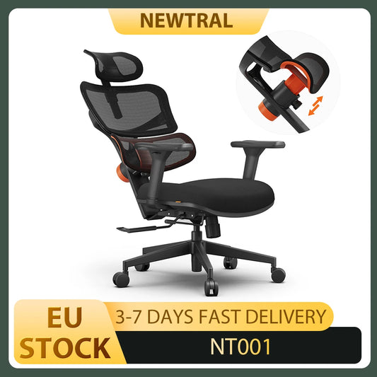 NEWTRAL NT001 Ergonomic Office Chair with Adaptive Lumbar Support, Adjustable Backrest, 3D Armrests, Headrest & Reclining Design
