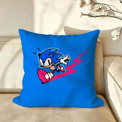 Character S-Sonic the H-Hedgehog Cushion Cover Pillow Case Anti-dustmite Pillowcase Silky Short Plush Sofa Cushion Cover hot