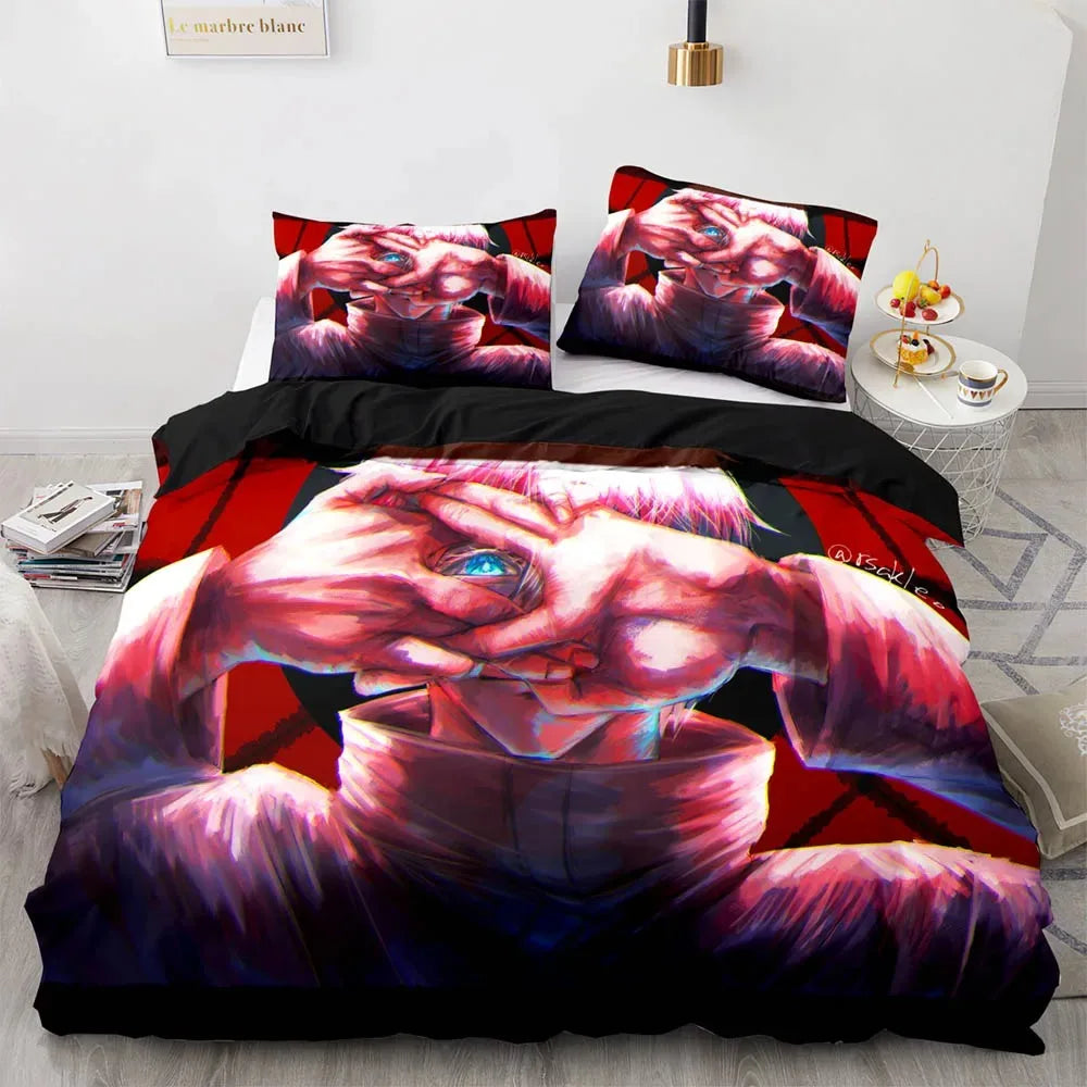Anime Jujutsu Kaisen Satoru Gojo Bedding Set Boys Girls Twin Queen Size Duvet Cover Pillowcase Bed Kids Adult Home Textile