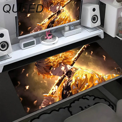 Computer Table Mat Keyboard Desk Pads Anime Mouse Pad Kawaii Girl Mousepad 900x400mm Rubber Non-slip Mouse Mats Demon Slayers XL