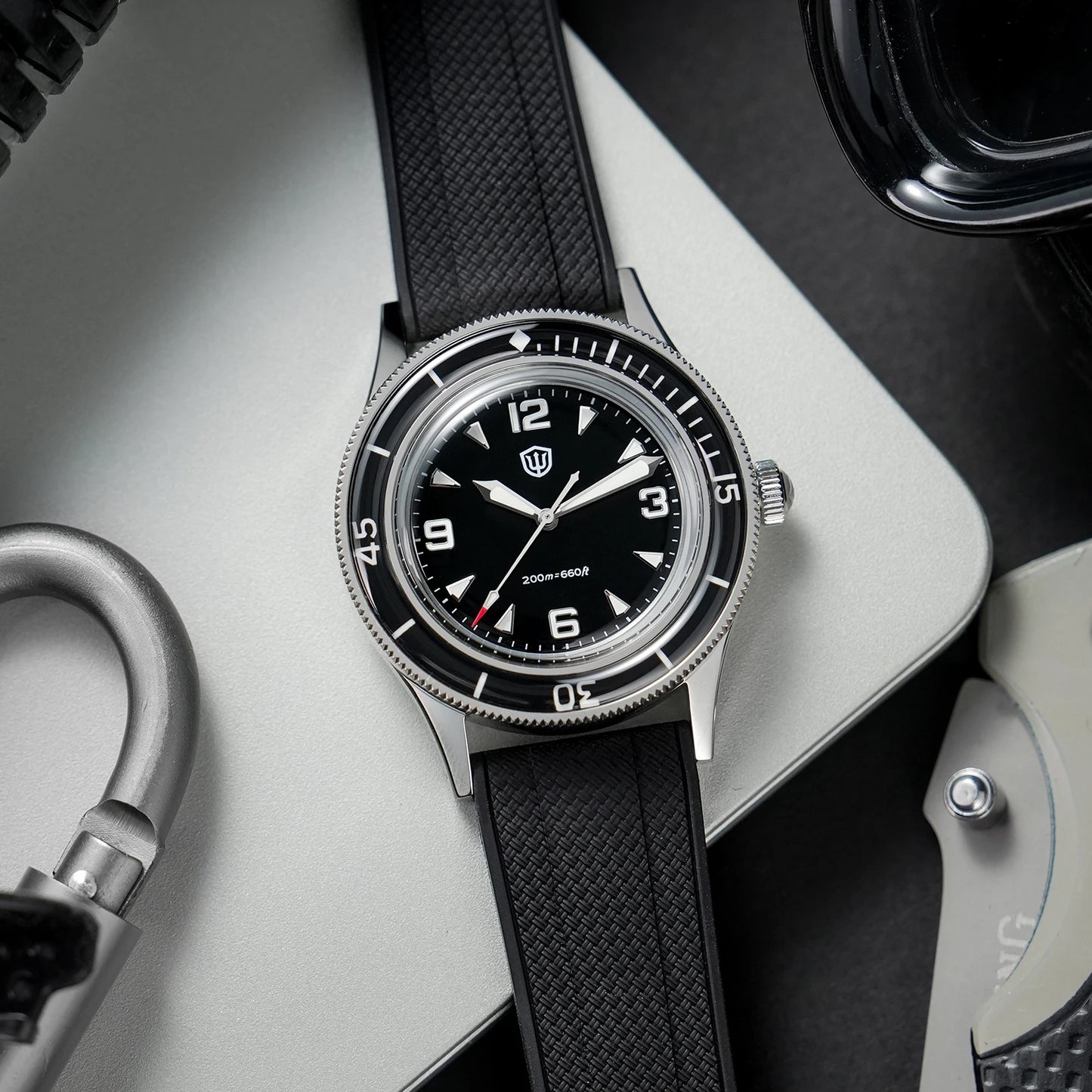 Watchdives WD50Q 38mm Watch Stainless Stee VH31 Sweep Seconds Quartz Movement Men Watches Bubble Sapphire Luminous Waterproof