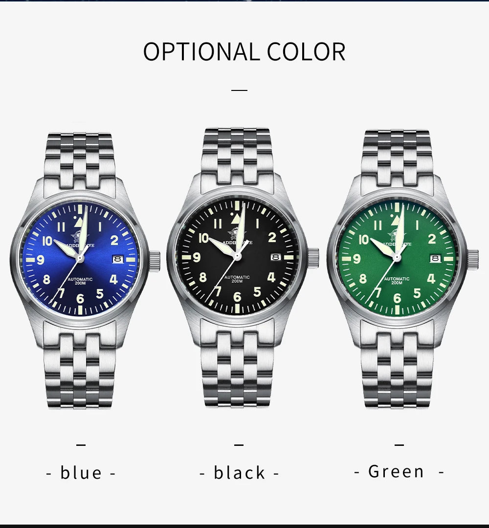 ADDIESDIVE Watch For Men MY-H2 Stainless Steel Classics Mechanical Watches NH35 200m Diving Luminous Analog Watch Reloj Hombre