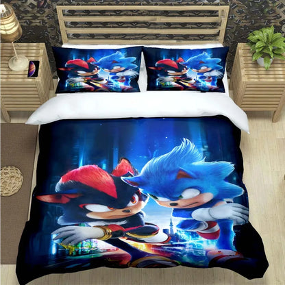 Fashion Cartoon Character Print Bedding Set Sonic Duvet Cover Comforter Bed Youth Kids Girls Boys Luxury Birthday Gift