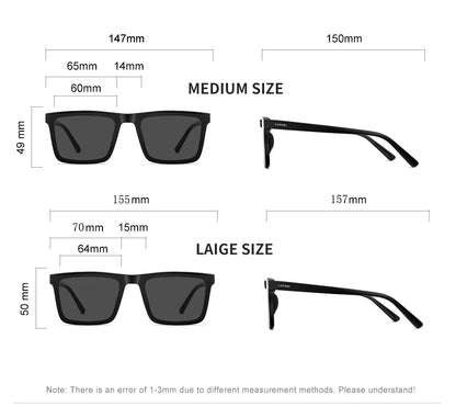 CAPONI Nylon Polarized Sunglasses High Quality Acetate Square Flat Design Sun Glasses For Men UV400 Protect Black Shades CP7499
