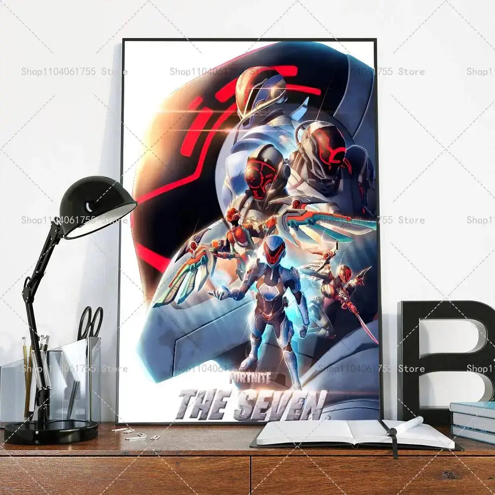 F-Fortnites-Game Popular Poster Self-adhesive Art Waterproof Paper Sticker Coffee House Bar Room Wall Decor