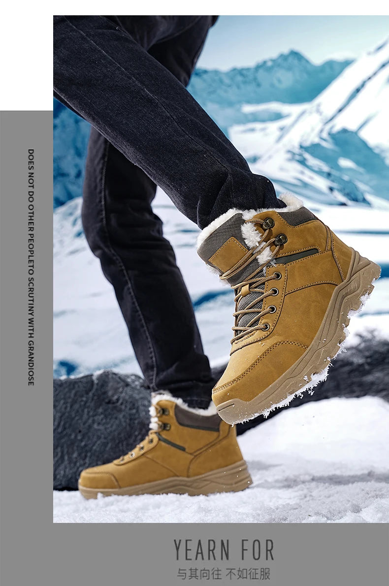 Men's Boots 2025 New Winter Slippers Warm Men Shoes Waterproof Non-Slip Plush Sneakers Male Tennis Shoes Boots Men Sneakers Winter