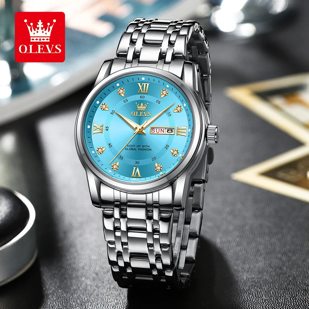 OLEVS 5513 muški kvarcni sat – čelični remen, vodootporan, zaslon s pozadinskim osvjetljenjem, datum i dan u tjednu – elegantan i luksuzan sat, originalni muški model