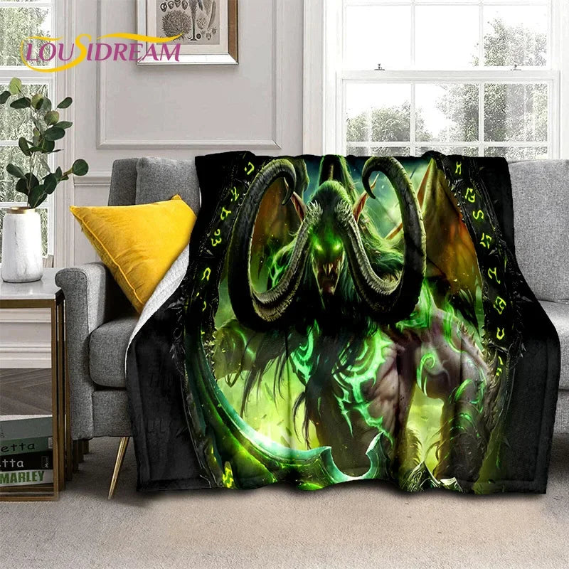 3D World of Warcraft Game WOW Lich King DH Blanket,Soft Throw Blanket for Home Bedroom Bed Sofa Picnic Travel Office Cover Kids