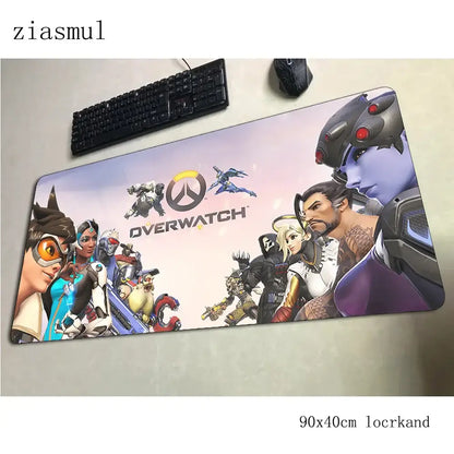 Tappetino per mouse Overwatch 90x40cm, tappetino gaming estetico, splendido tappetino personalizzato per gamer, base per mouse e tastiera PC