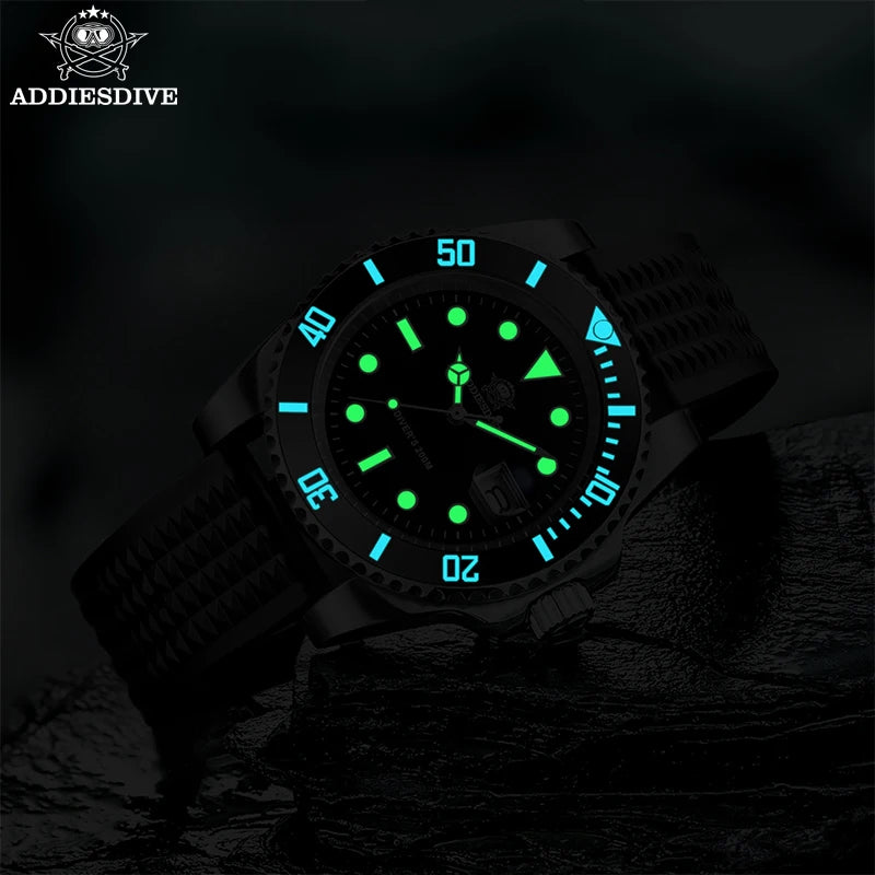 ADDIESDIVE Watch Men's Waffle Strap 200m Waterproof Outdoor Sports Watch C3 Super Luminous Quartz Watch  Relogios Masculino