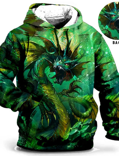 Chinese New Year Dragon Hoodie Men's Graphic Animal Prints Daily Classic Casual 3D Pullover Streetwear Hoodies Long Sleeve Hooded