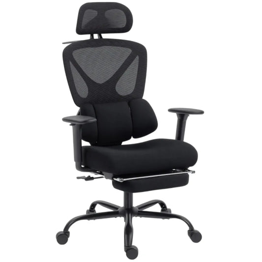 Ergonomic Office Chair with Lumbar Support, Adjustable Headrest, Mesh Back, Armrests & Wheels for Home Office