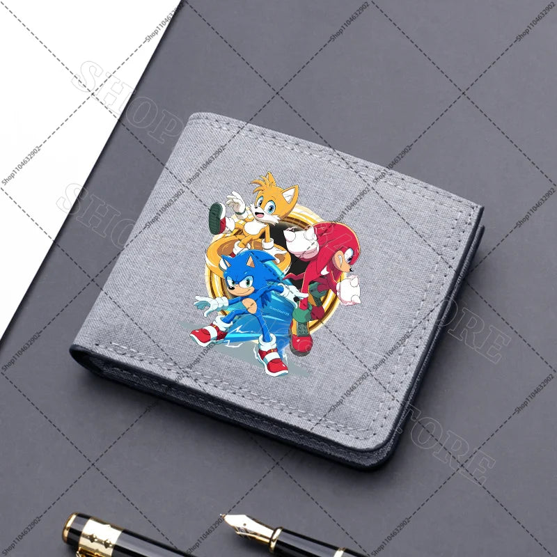 Sonics Mens Purses Men Wallets Cartoon Anime Graphic Print Cute Purse Portable Large Capacity Card Packs Birthday Party Gifts
