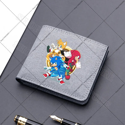 Sonics Mens Purses Men Wallets Cartoon Anime Graphic Print Cute Purse Portable Large Capacity Card Packs Birthday Party Gifts