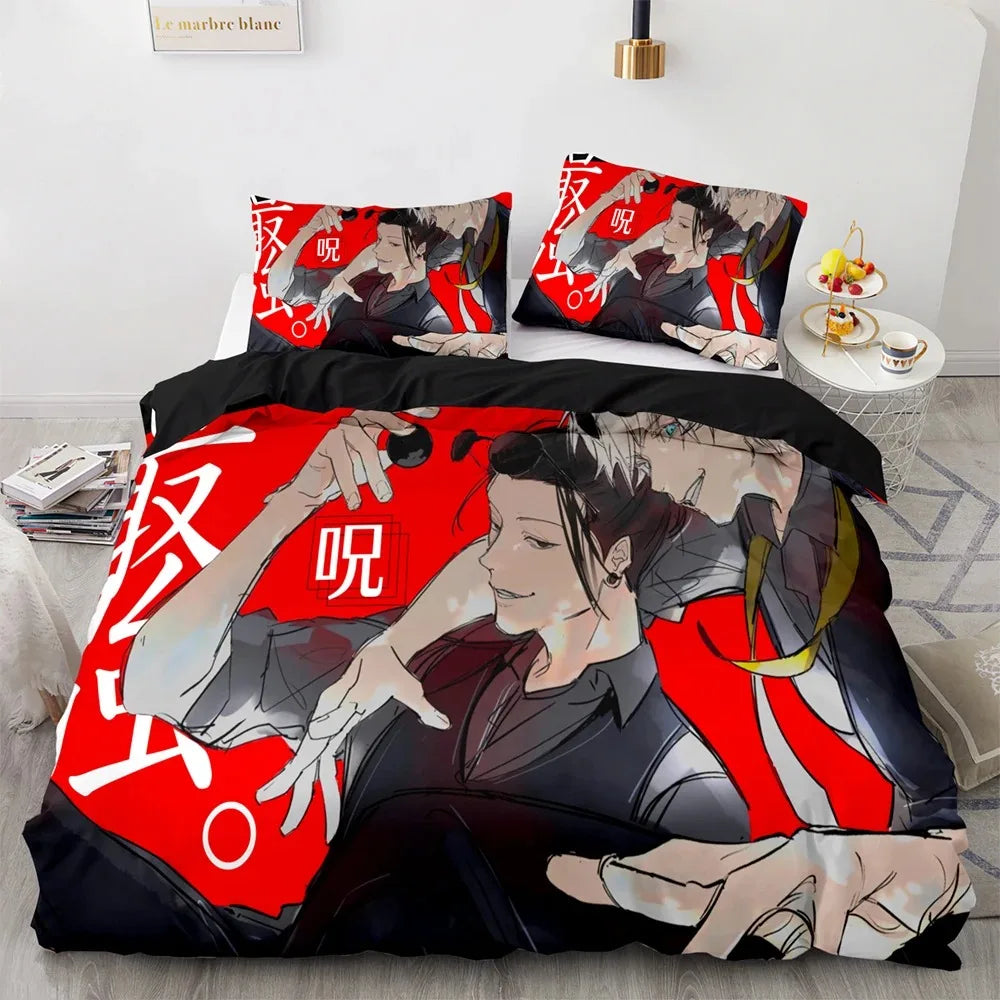Anime Jujutsu Kaisen Satoru Gojo Bedding Set Boys Girls Twin Queen Size Duvet Cover Pillowcase Bed Kids Adult Home Textile