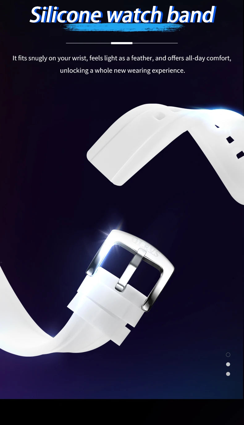 OLEVS Automatic Men's Watches Luxury Top Brand Green Water Ghost Diving Series Silicone Strap Original Mechanical Man Watch 6751