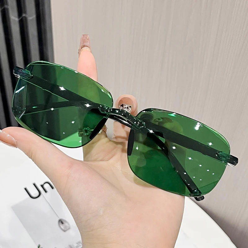 Classic Rimless Sunglasses Men Square Frame Sun Glasses Ultralight Male Driving Eyewear UV400 Goggles Retro Shades Oculos de sol