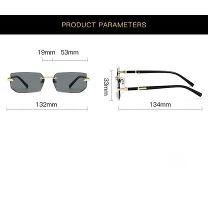 Vintage Rectangle Sunglasses Men New Rimless Fashion Beach Shades Women Trendy Luxury Brand Design Casual Anti-UV Sun Glasses
