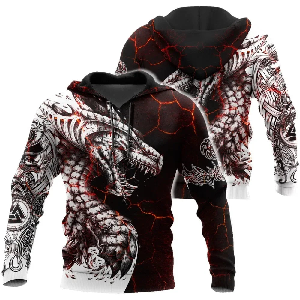 Black & White Tattoo Dragon 3D Printed Men Hoodies Sweatshirt Unisex Streetwear Zipper Pullover Casual Jacket Tracksuits KJ0192