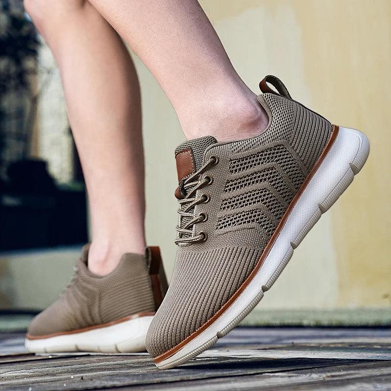 Casual Sneaker Shoes, Breathable Men's Walking Mesh, Soft Sole Outdoor Anti-Slip Travel Comfortable Running Shoes, Tenis Masculino