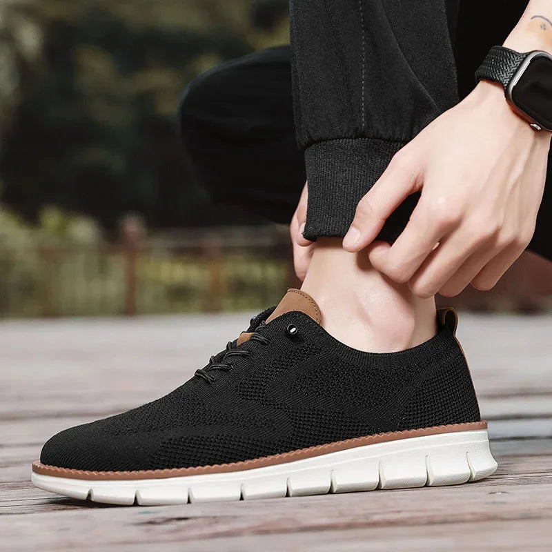 Men Casual Shoes Classic Breathable Brogue Flats Cushioning Color Blocking Design Dress Shoes Versatile Sneakers Lightweight