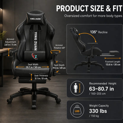 AOLIVIYA Ergonomic Gaming Chair with Footrest, Reclining Computer Chair, 3D Adjustable Armrests, Lumbar Support Seat for Home Office