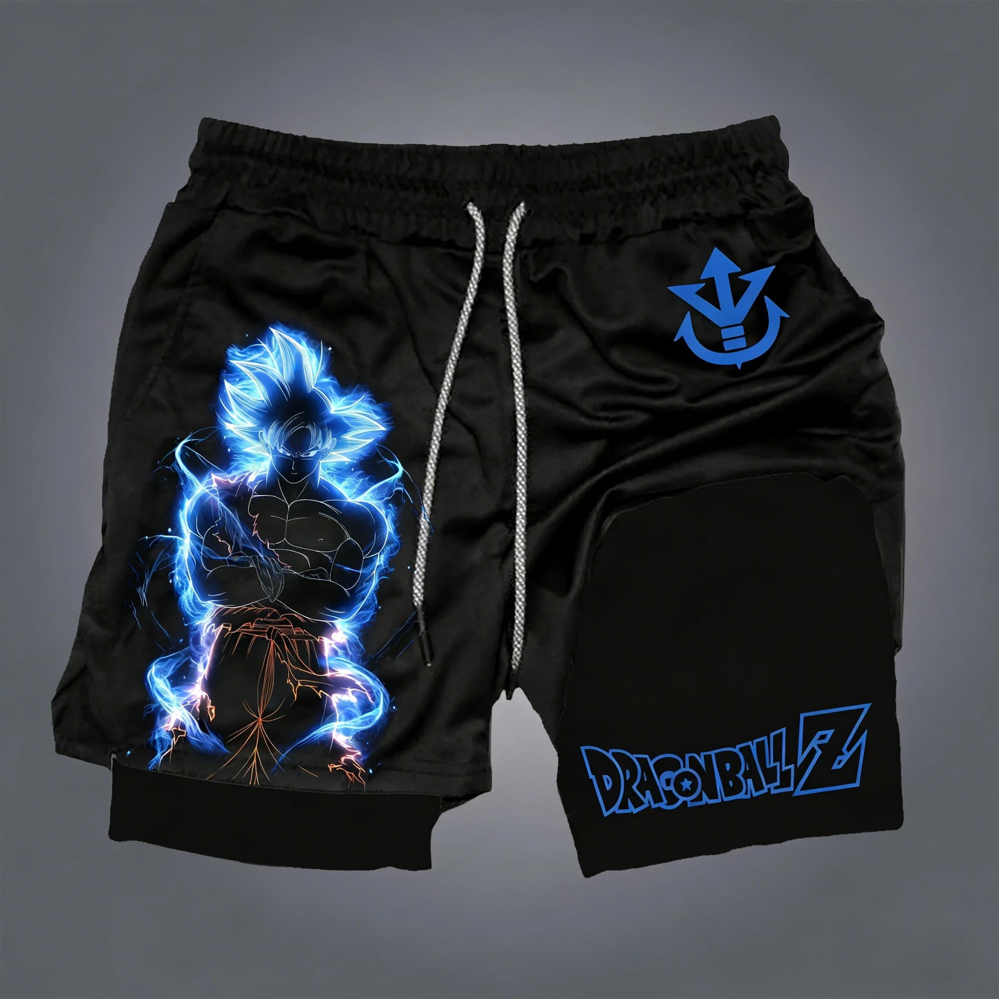 Dragon Ball Men's Double-layer Shorts Son Goku Summer Japanese Anime Fake Two-piece Sports Fitness Quick-drying Shorts