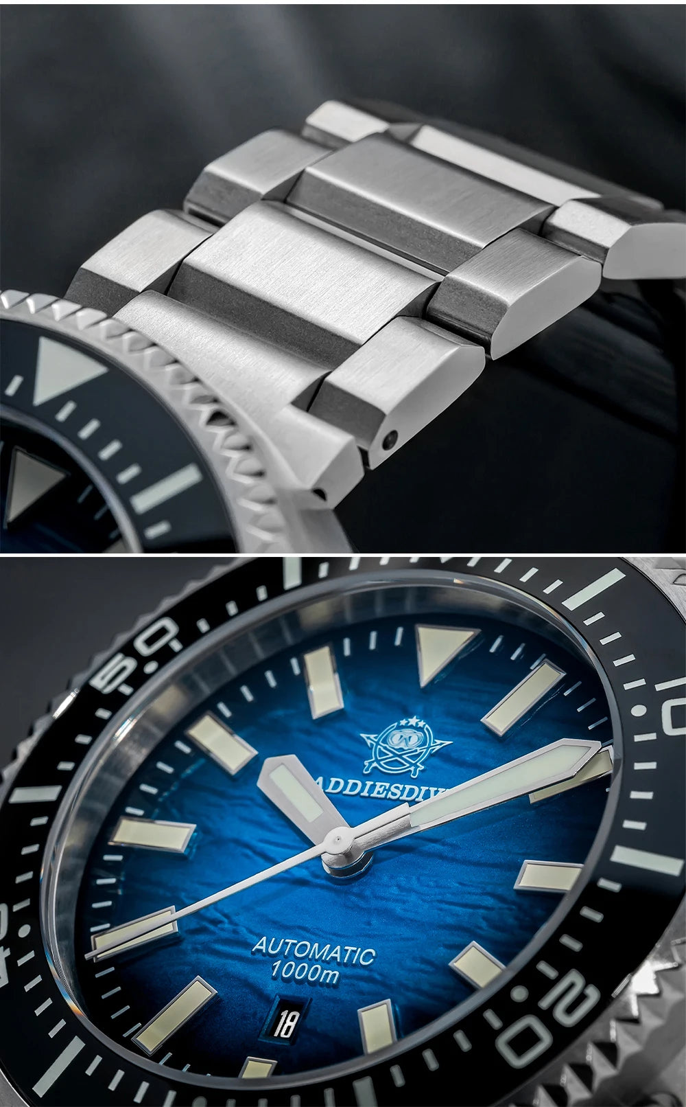 ADDIESDIVE new men's watch sapphire gradient dial BGW9 luminous Japanese 8215 mechanical watch 1000m waterproof watch AD2545