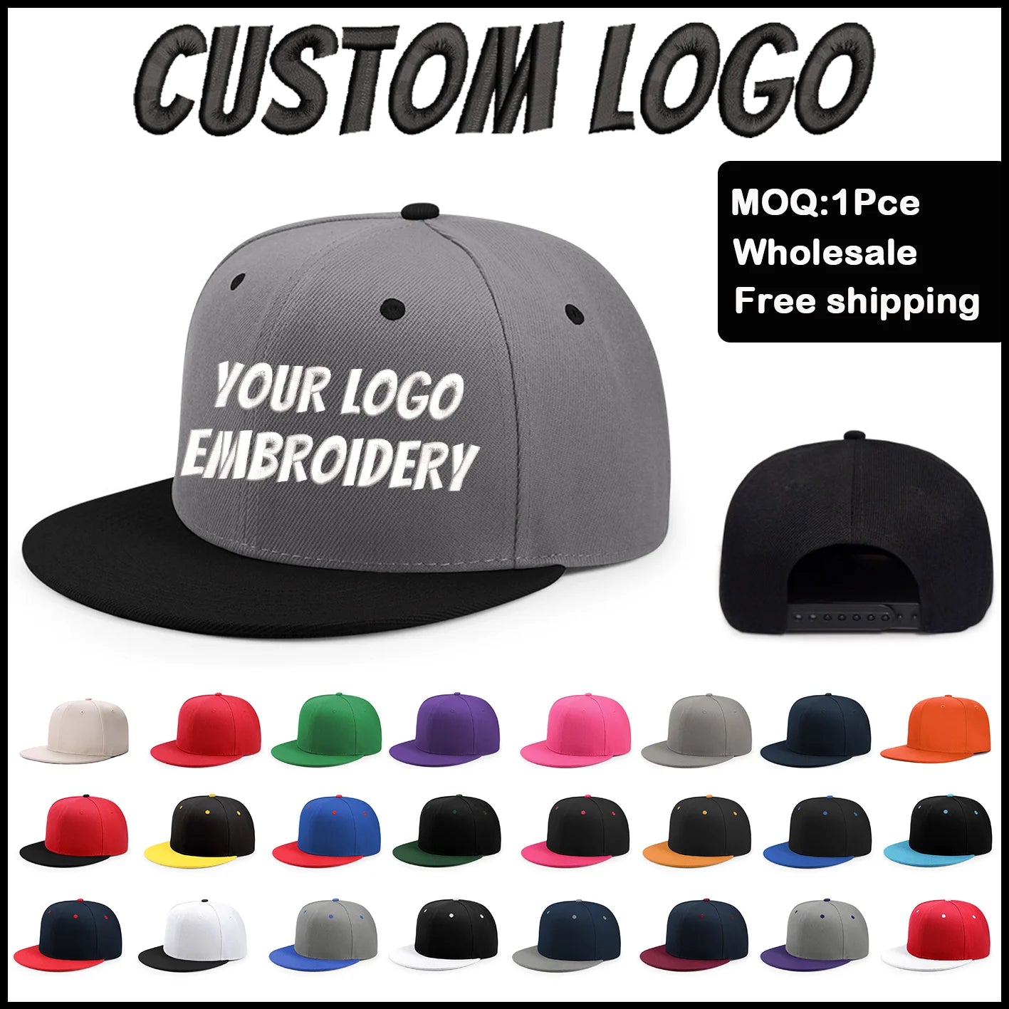 Fedoryn Custom Snapback Caps Splice Color Embroidery Hip Hop Cap for Women and Men DIY LOGO Design Print Hats Unisex Wholesale