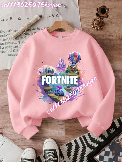 Fortnite Series Kids Sweatshirts Trendy Boys Girl Long Sleeves Pullover Tops Autumn Winter Cartoon Child Clothes Birthday Gifts