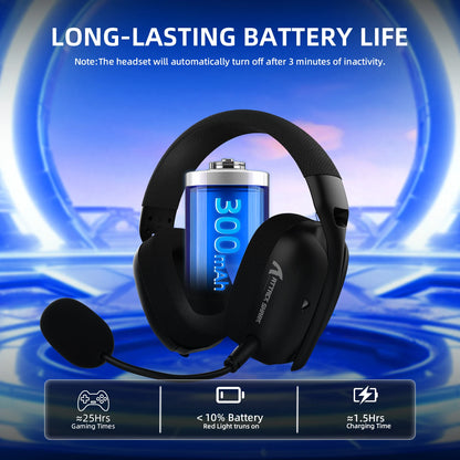 ATTACK SHARK L80PRO 3-in-1 Gaming Headset – Low Latency Wireless Bluetooth Headphones with Dual Microphone, 40mm Hi-Fi Sound & Stable Connection Gaming Headset