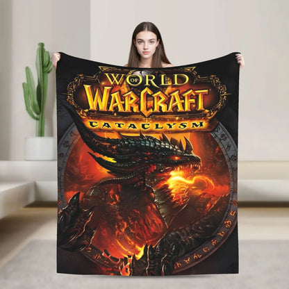 WOW World of Warcraft Arthas Retro Game Flannel Blanket  Super Warm Throw Blanket for Bedroom Camping Bedspread Sofa Bed Cover