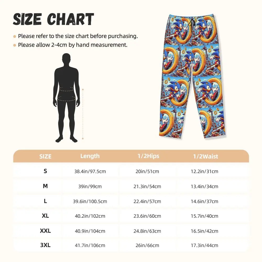 Custom Women Soniced Pajama Pants Printed Hedgehog Game Sleep Sleepwear Bottoms with Pockets