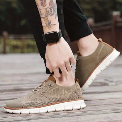 Men Casual Shoes Classic Breathable Brogue Flats Cushioning Color Blocking Design Dress Shoes Versatile Sneakers Lightweight