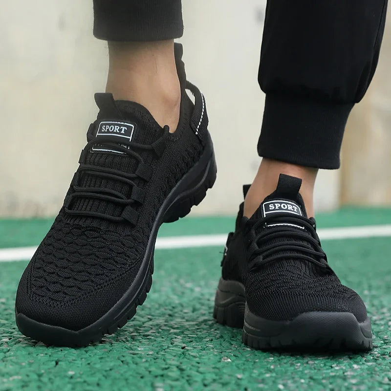 Pánské outdoorové tenisky v zářivě žluté barvě, prodyšná síťovaná konstrukce, sportovní obuv s tlumením nárazů, stylová a trendy obuv pro dobrodružství