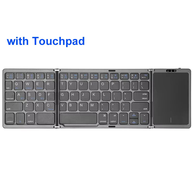 KEBIDUMEI Three Bluetooth Keyboard Tri-fold Keyboard with Touchpad Mini Keyboard Rechargeable Keyboard for Windows Android IOS