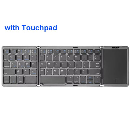 KEBIDUMEI Three Bluetooth Keyboard Tri-fold Keyboard with Touchpad Mini Keyboard Rechargeable Keyboard for Windows Android IOS