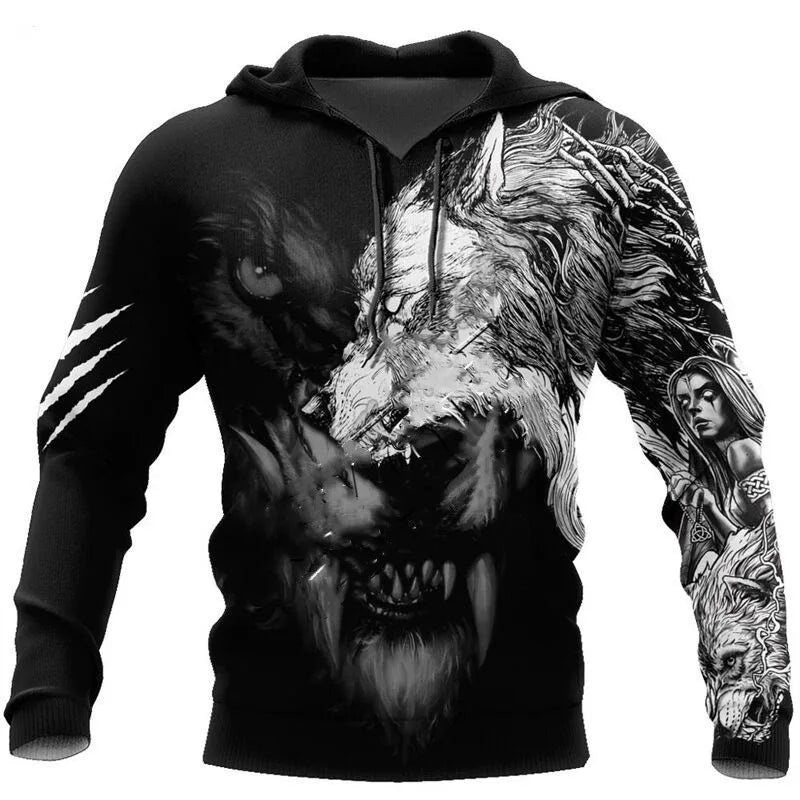 Fashion Autumn Lion, Wolf Hoodies White Tiger Skin 3D All Over Printed Men's Sweatshirt Unisex Zip Pullover Casual Jacket