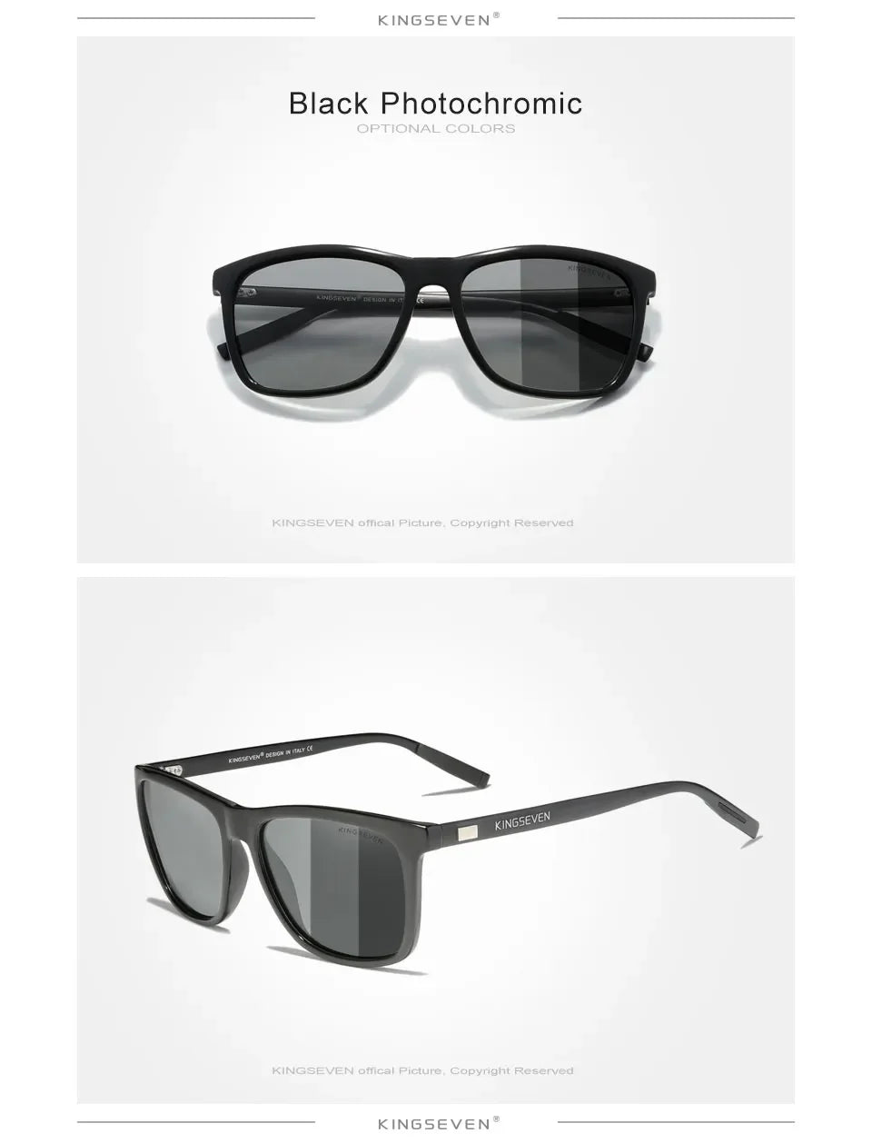 KINGSEVEN Brand Aluminum Frame Sunglasses Men Polarized Mirror  Photochromic  Sun glasses Women's Glasses Accessories Outdoors