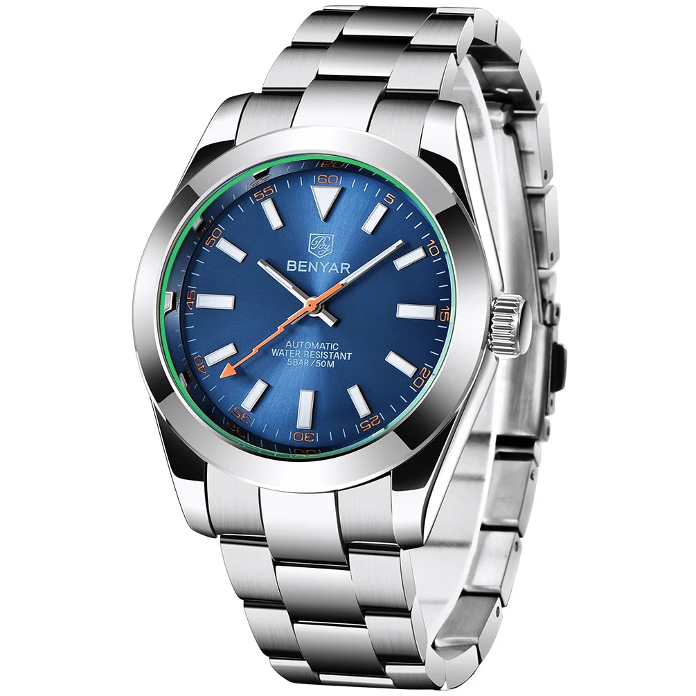 BENYAR 2026 New Mens Watches Top Brand Luxury Watch Men Automatic Mechanical Waterproof 50M Luminous Sports Wristwatch for Men