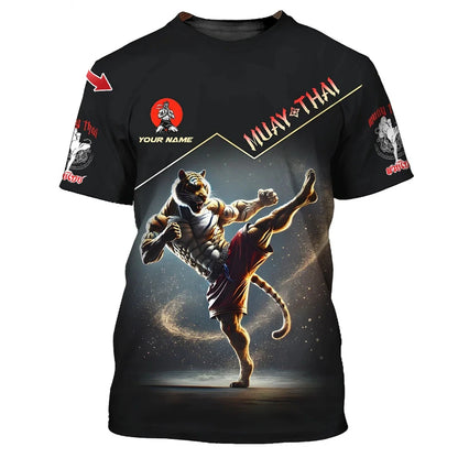 Cool New Muay Thai Graphic T-shirt For Men 3d Print Tiger Dragon Graphic Personality Custom Name T Shirt Summer Gym Fitness Tee