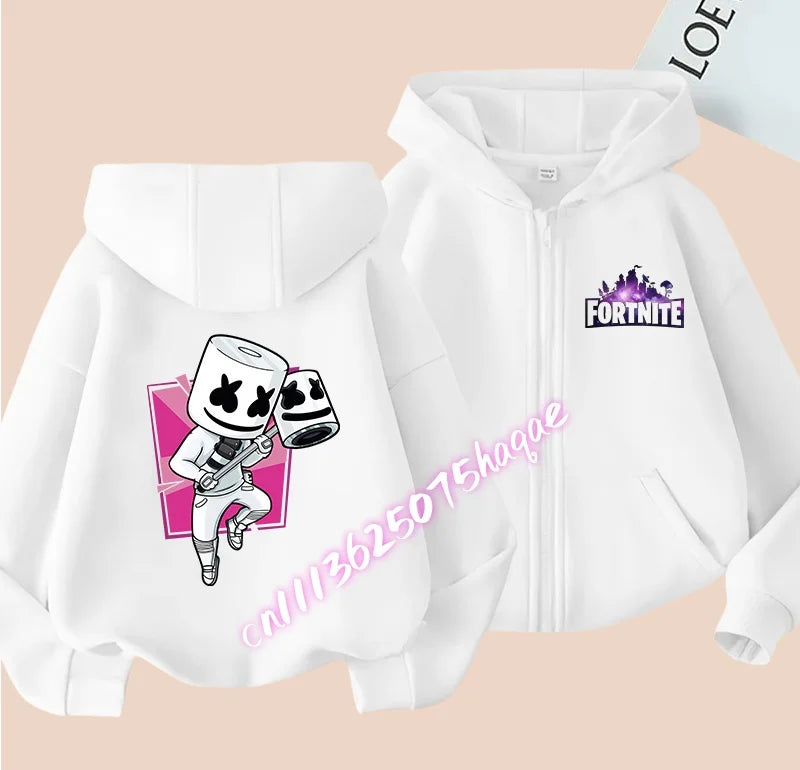 Autumn New Fortnites Children Hoodies Coat Cartoon Game Character Printed Zip Up Hoodie Child Jacket Winter Kids Boys Clothes
