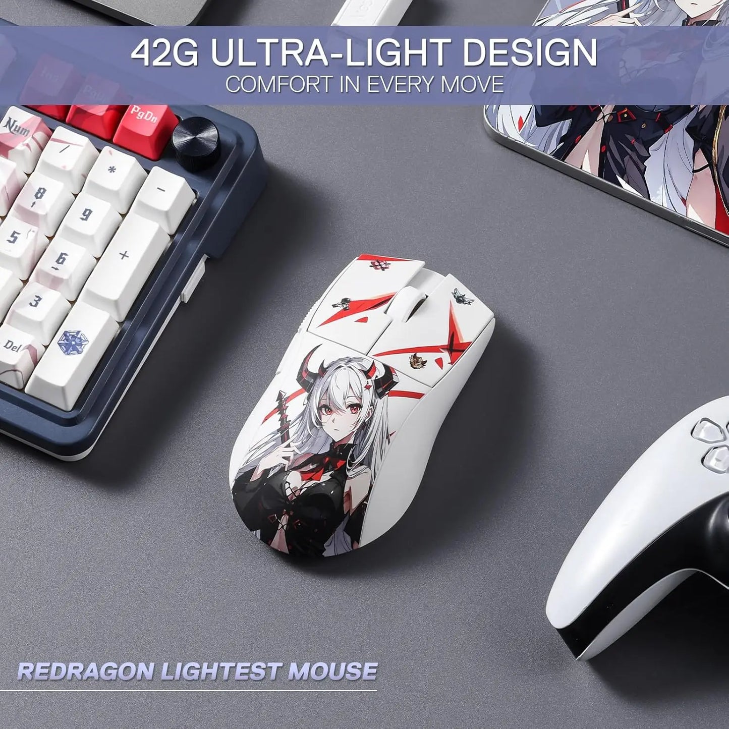 Redragon M916AK PRO 3-Mode Anime 42G ultrakevyt 26K DPI:n pelihiiri täysin ohjelmoitavilla painikkeilla